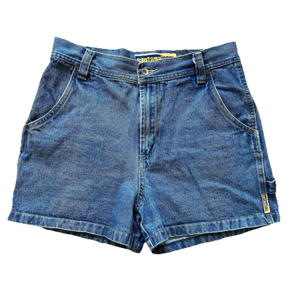 Santana Women's Carpenter Jean Shorts Vintage 90s Blue Denim